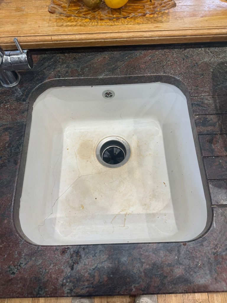 Composite sink — before repair