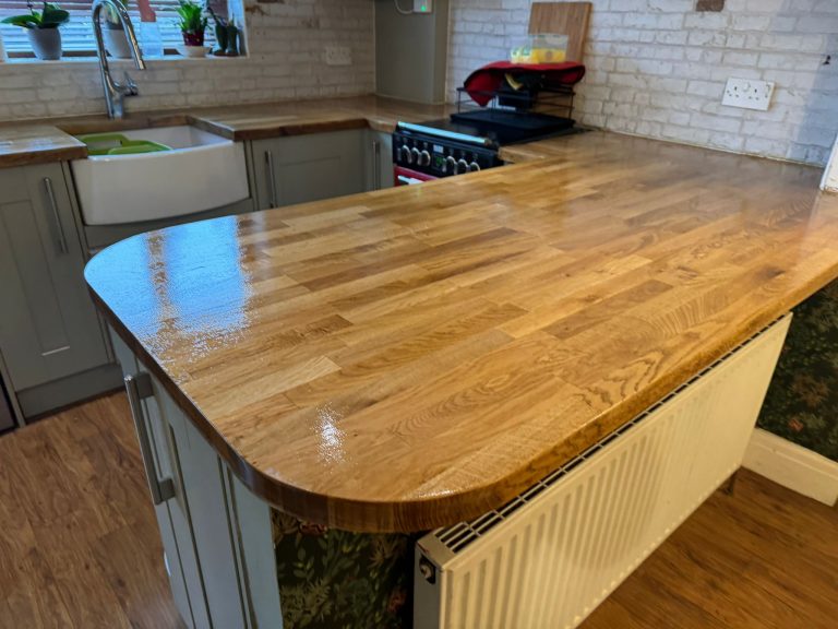 Solid oak worktop — after repair